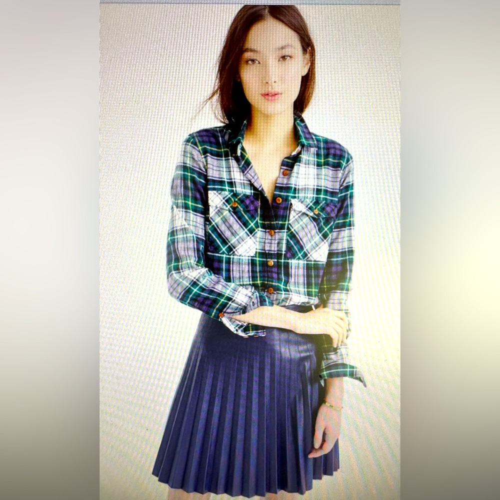 Holiday! J.Crew boyfriend shirt in Ridge plaid, size 14, NWT